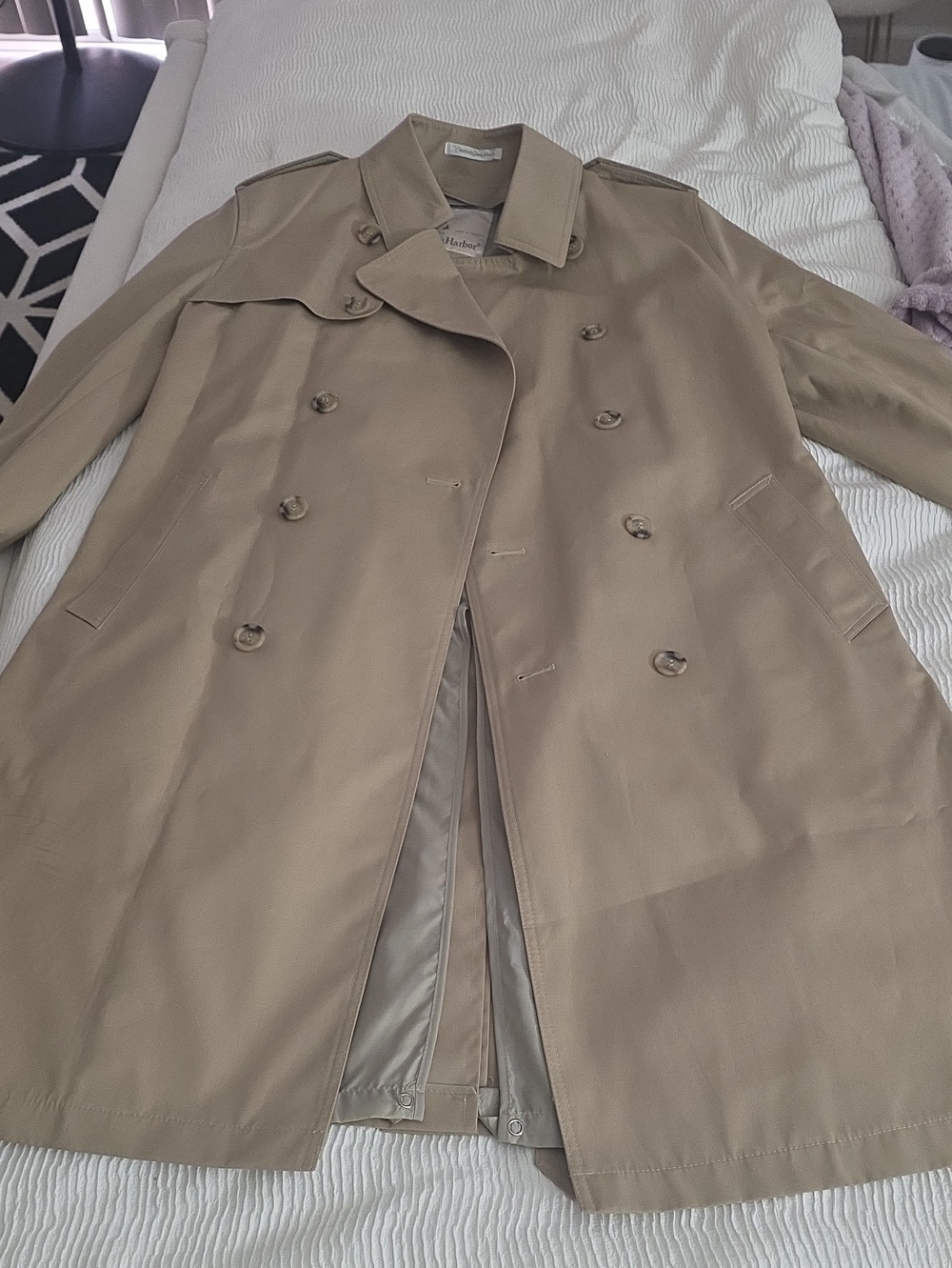 London Fog Men's Beige Double-Breasted Trench Coat